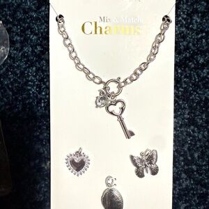 Silver Charm Bracelet with Key and Heart Charms